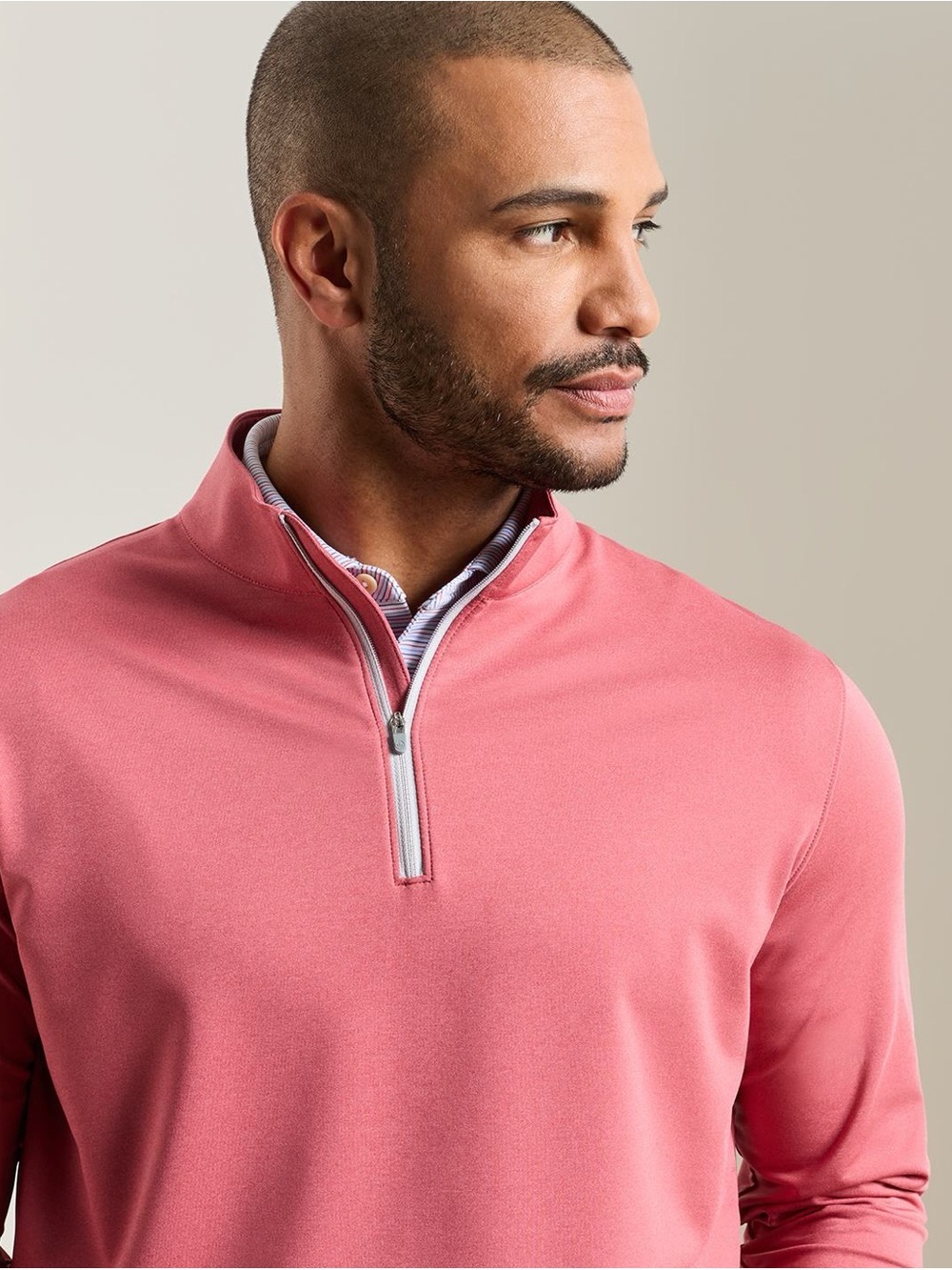 Peter Millar Salmon Coral Crown Comfort Interlock Quarter Zip Pullover Medium
